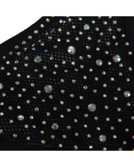 SUBBLIME - 952174 BODYSTOCKING RESILLE AVEC GANTS ET DIAMANTS NOIR TAILLE UNIQUE