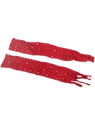 SUBBLIME - 952181 BODYSTOCKING RESILLE AVEC GANTS ET DIAMANTS ROUGE TAILLE UNIQUE