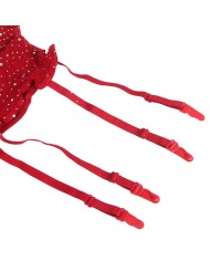 SUBBLIME - 952181 BODYSTOCKING RESILLE AVEC GANTS ET DIAMANTS ROUGE TAILLE UNIQUE