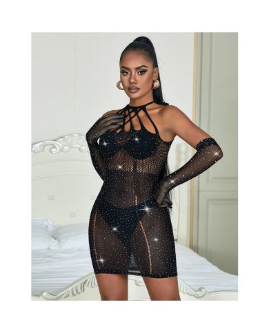 SUBBLIME - 952235 ROBE RÉSEILLE AVEC STRASS NOIR TAILLE UNIQUE
