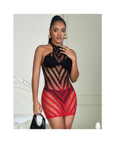 SUBBLIME - 952242 ROBE RÉSILLE ÉLASTIQUE DÉGRADÉ ROUGE ET NOIR TAILLE UNIQUE