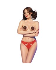 CHILIROSE - CR 4839 ENSEMBLE DE NOËL CACHE-TÉTONS + CULOTTE ROUGE L/XL