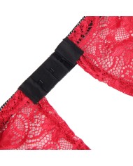 SUBBLIME - 953898 CHEMISIER DE NUIT EN SOIE ET DENTELLE + CULOTTE ROUGE S/M