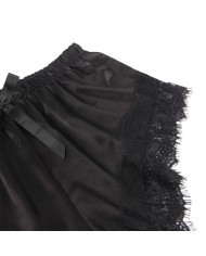 SUBBLIME - 953942 CHEMISE DE NUIT DÉCONTRACTÉE EN SOIE + PANTALON EN DENTELLE NOIR L/XL