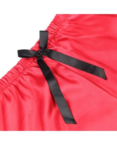 SUBBLIME - 953959 CHEMISE DE NUIT DÉCONTRACTÉE EN SOIE + PANTALON EN DENTELLE NOIR/ROUGE S/M