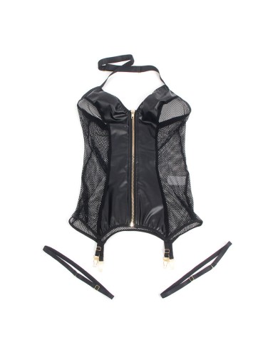 SUBBLIME - 954444 ROBE SEXY EN MAILLE CUIR NOIR S/M