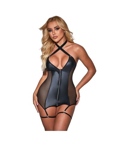 SUBBLIME - 954451 ROBE SEXY EN MAILLE CUIR NOIR L/XL