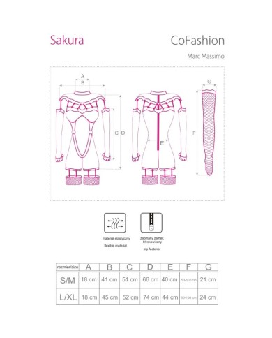 LIVCO CORSETTI FASHION - COMBINAISON SAKURA CF 90357 + GANTS LONGS + PORTE-JARRETELLES NOIR S/M