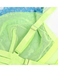 SUBBLIME - 955311 ENSEMBLE SOUTIEN-GORGE AVEC LIGNES DENTELLE ET JARRETELLE VERT ET BLEU S/M