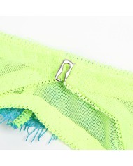 SUBBLIME - 955328 ENSEMBLE SOUTIEN-GORGE AVEC LIGNES DENTELLE ET JARRETELLE VERT ET BLEU L/XL
