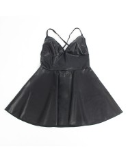SUBBLIME - 955373 ROBE À BRETELLES EN CUIR NOIR S/M