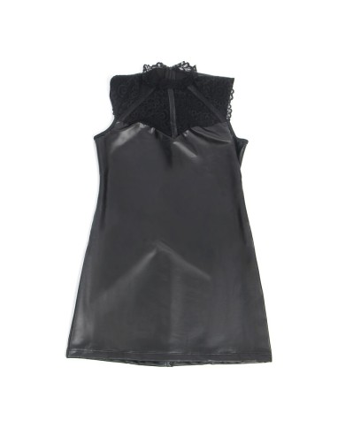 SUBBLIME - 957544 ROBE EN CUIR COL DENTELLE NOIRE S/M