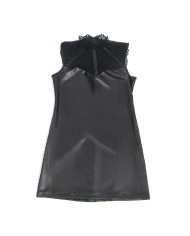 SUBBLIME - 957544 ROBE EN CUIR COL DENTELLE NOIRE S/M