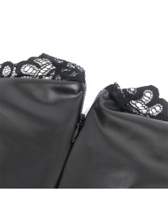 SUBBLIME - 957544 ROBE EN CUIR COL DENTELLE NOIRE S/M