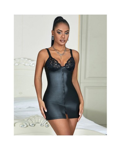 SUBBLIME - 957568 ROBE ZIPPÉE EN CUIR NOIR S/M