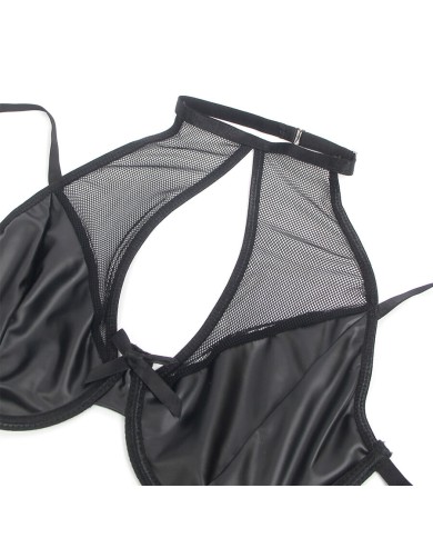 SUBBLIME - 957582 ENSEMBLE SOUTIEN-GORGE ET JUPE EN CUIR NOIR S/M