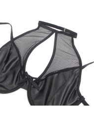SUBBLIME - 957582 ENSEMBLE SOUTIEN-GORGE ET JUPE EN CUIR NOIR S/M
