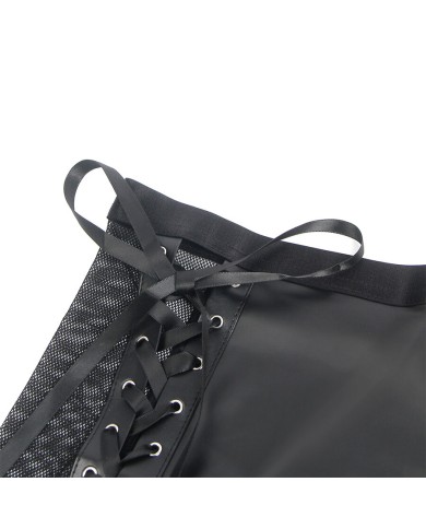 SUBBLIME - 957582 ENSEMBLE SOUTIEN-GORGE ET JUPE EN CUIR NOIR S/M