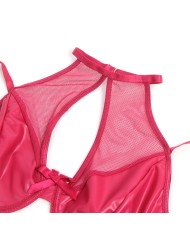 SUBBLIME - 957605 ENSEMBLE SOUTIEN-GORGE ET JUPE EN CUIR ROUGE S/M