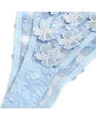 SUBBLIME - 957629 ENSEMBLE SOUTIEN-GORGE ET CULOTTE BRODÉS DE FLEURS BLEU CIEL S/M