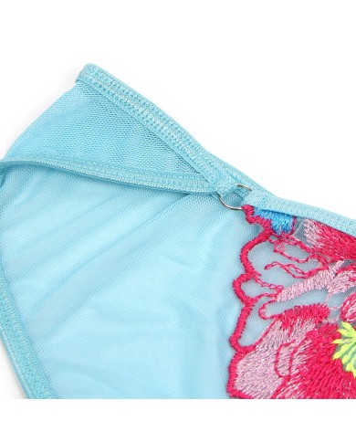 SUBBLIME - 957643 ENSEMBLE SOUTIEN-GORGE ET PORTE-JARRETELLES BRODÉ FLEURS ROSE S/M