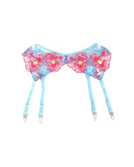 SUBBLIME - 957643 ENSEMBLE SOUTIEN-GORGE ET PORTE-JARRETELLES BRODÉ FLEURS ROSE S/M