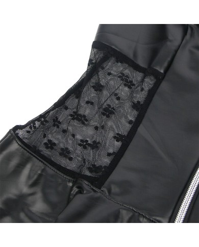 SUBBLIME - 957704 ROBE EN CUIR À FERMETURE ÉCLAIR EN DENTELLE NOIRE S/M