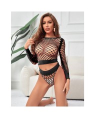 SUBBLIME - 952228 ENSEMBLE 2 PIÈCES MANCHES LONGUES EN RÉSEILLE NOIR TAILLE UNIQUE