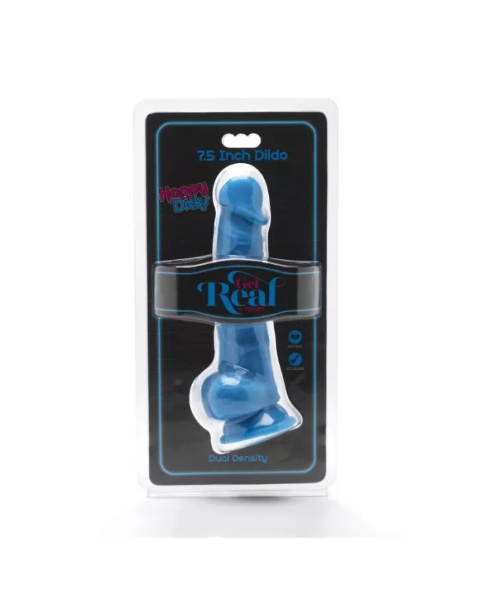 GET REAL - HAPPY DICKS 19 CM AVEC BALLES BLEU GET REAL - HAPPY DICKS 19 CM AVEC BALLES BLEU