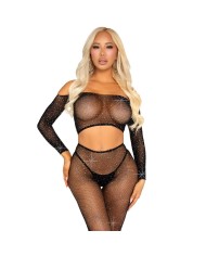 LEG AVENUE - CROP TOP ET LEGGING RÉSILLE AVEC STRASS NOIR
