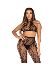 LEG AVENUE - 89372 CROP TOP ET COLLANTS SANS ENTREJAMBE NOIRS - TAILLE UNIQUE
