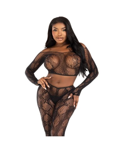 LEG AVENUE - 89373 HAUT COURT EN PYTHON ET COLLANTS SANS PIEDS NOIRS - TAILLE UNIQUE