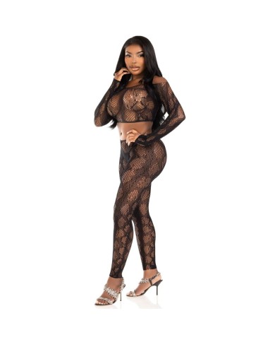 LEG AVENUE - 89373 HAUT COURT EN PYTHON ET COLLANTS SANS PIEDS NOIRS - TAILLE UNIQUE