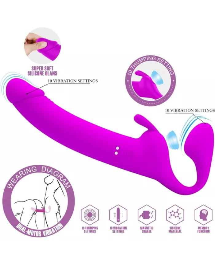 PRETTY LOVE - ZANINI STRAPLESS STRAP-ON 10 VIBRATIONS VIOLET PRETTY LOVE - ZANINI STRAPLESS STRAP-ON 10 VIBRATIONS VIOLET
