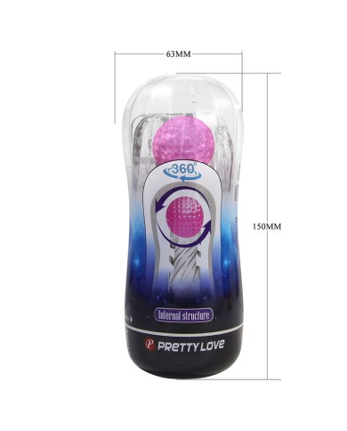 PRETTY LOVE - COUPE DE MASTURBATION TEXTURÉE À 360° TRANSPARENTE