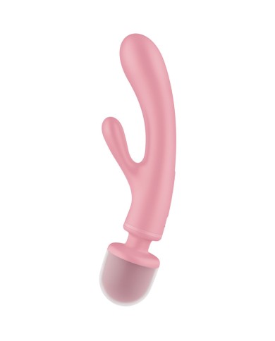 SATISFYER - MASSEUR VIBRATEUR LAPIN TRIPLE LOVER ROSE