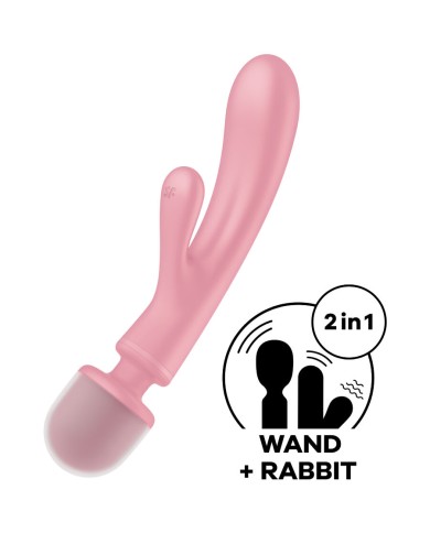 SATISFYER - MASSEUR VIBRATEUR LAPIN TRIPLE LOVER ROSE