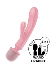 SATISFYER - MASSEUR VIBRATEUR LAPIN TRIPLE LOVER ROSE