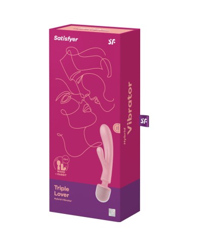 SATISFYER - MASSEUR VIBRATEUR LAPIN TRIPLE LOVER ROSE