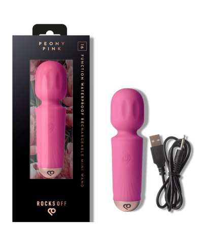 ROCKS-OFF - MINI BAGUETTE RECHARGEABLE 16 FONCTIONS TULIPE NOIRE