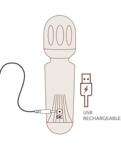 ROCKS-OFF - MINI BAGUETTE RECHARGEABLE 16 FONCTIONS TULIPE NOIRE