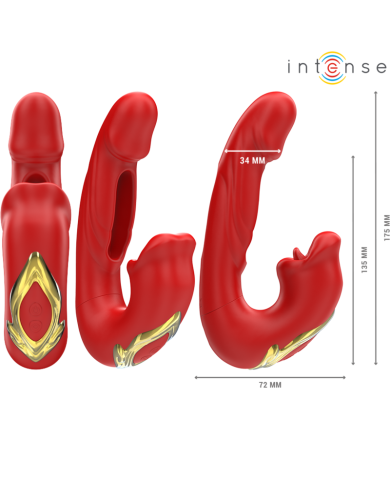 INTENSE - NATHY DOUBLE VIBRATEUR AVEC BOUCHE STIMULANTE MULTIFONCTION ROUGE