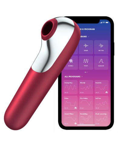 SATISFYER - VIBRATEUR ET ASPIRATION DUAL LOVE AVEC AIR PULSÉ ROUGE