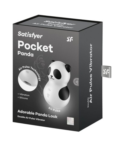 SATISFYER - POCKET PANDA STIMULATEUR & VIBRATEUR NOIR ET BLANC