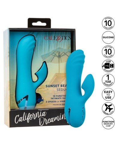 CALEXOTICS - SUNSET BEACH SEDUCER VIBRATEUR & STIMULATEUR 10 FONCTIONS BLEU