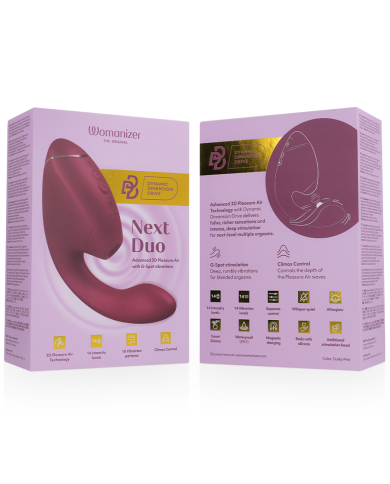 WOMANIZER - DUO NEXT STIMULATEUR CLITORIAL ET DE POINT G DOUBLE ROSE FOYER