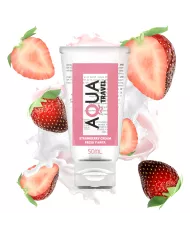 AQUA TRAVEL - LUBRIFIANT À BASE D''EAU SAVEUR CRÈME DE FRAISE - 50 ML AQUA TRAVEL - LUBRIFIANT À BASE D''EAU SAVEUR CRÈME DE FRAISE - 50 ML