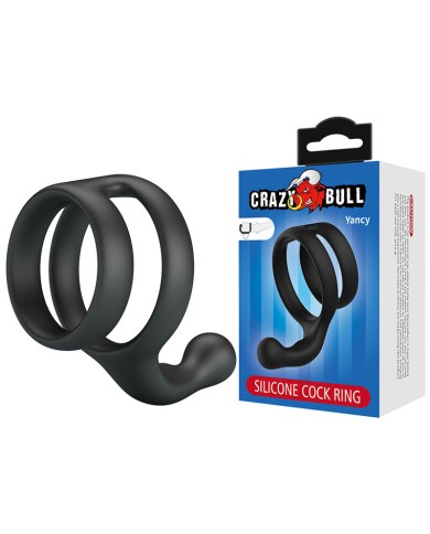 CRAZY BULL - YANCY DOUBLE ANNEAU DE PÉNIS ET DE TESTICULES NOIR