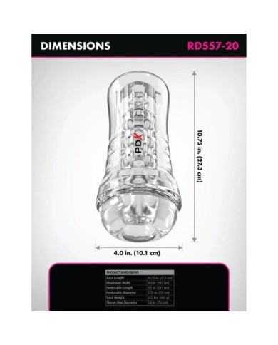 PDX ELITE - VIEWTUBE PLUS SEE-THRU EZ-GRIP TRANSPARENT STROKER 21 CM