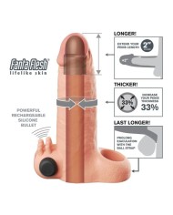 FANTASY X-TENSIONS - MANCHON D'EXTENSION PÉNIENNE DE 5 CM À SENSATIONS RÉELLES VIBRANTES, BEIGE